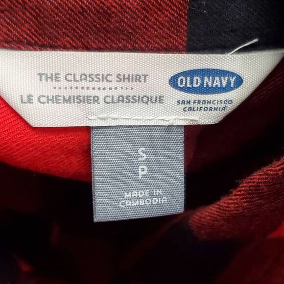 Old Navy Women's Small Classic Flannel Shirt Red Black Buffalo Plaid Long Sleeve - Picture 4 of 5